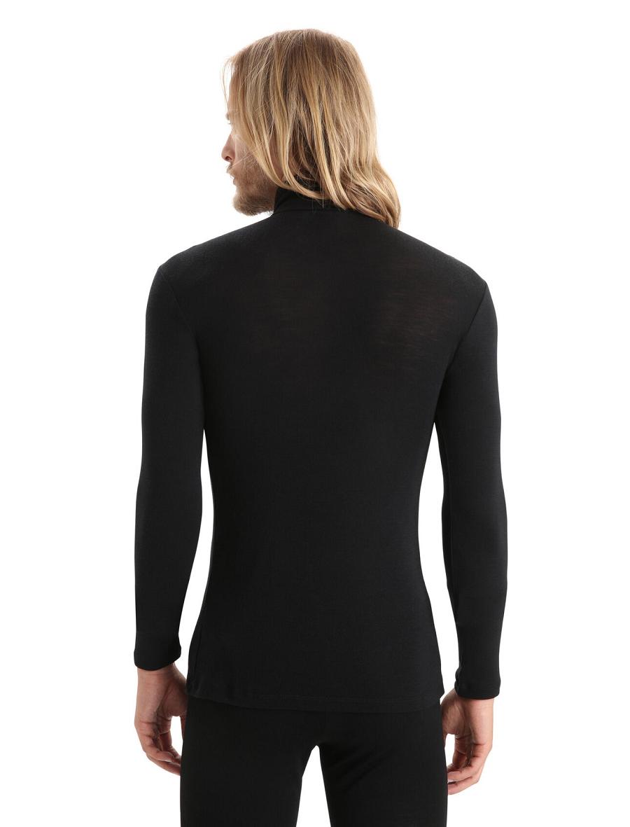 Men's Icebreaker Merino 175 Everyday Long Sleeve Half Zip Thermal Top Base Layers Black | CA 1576MQZA